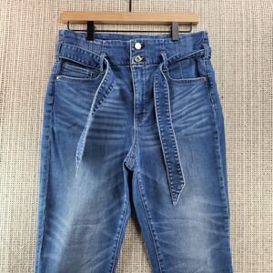 White House‎ Black Market Jeans Womens 10 Short Blue Slim Crop Belted High Rise